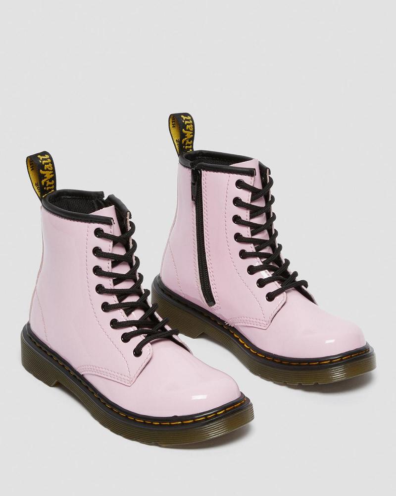 Kids' Dr Martens Junior 1460 Patent Leather Lace Up Boots Pink | AU 684TCE